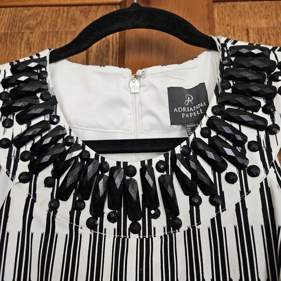 Adrianna Papell Women Dress 10 Black/White Sleeveless Knee Length Polyester New - Picture 9 of 9